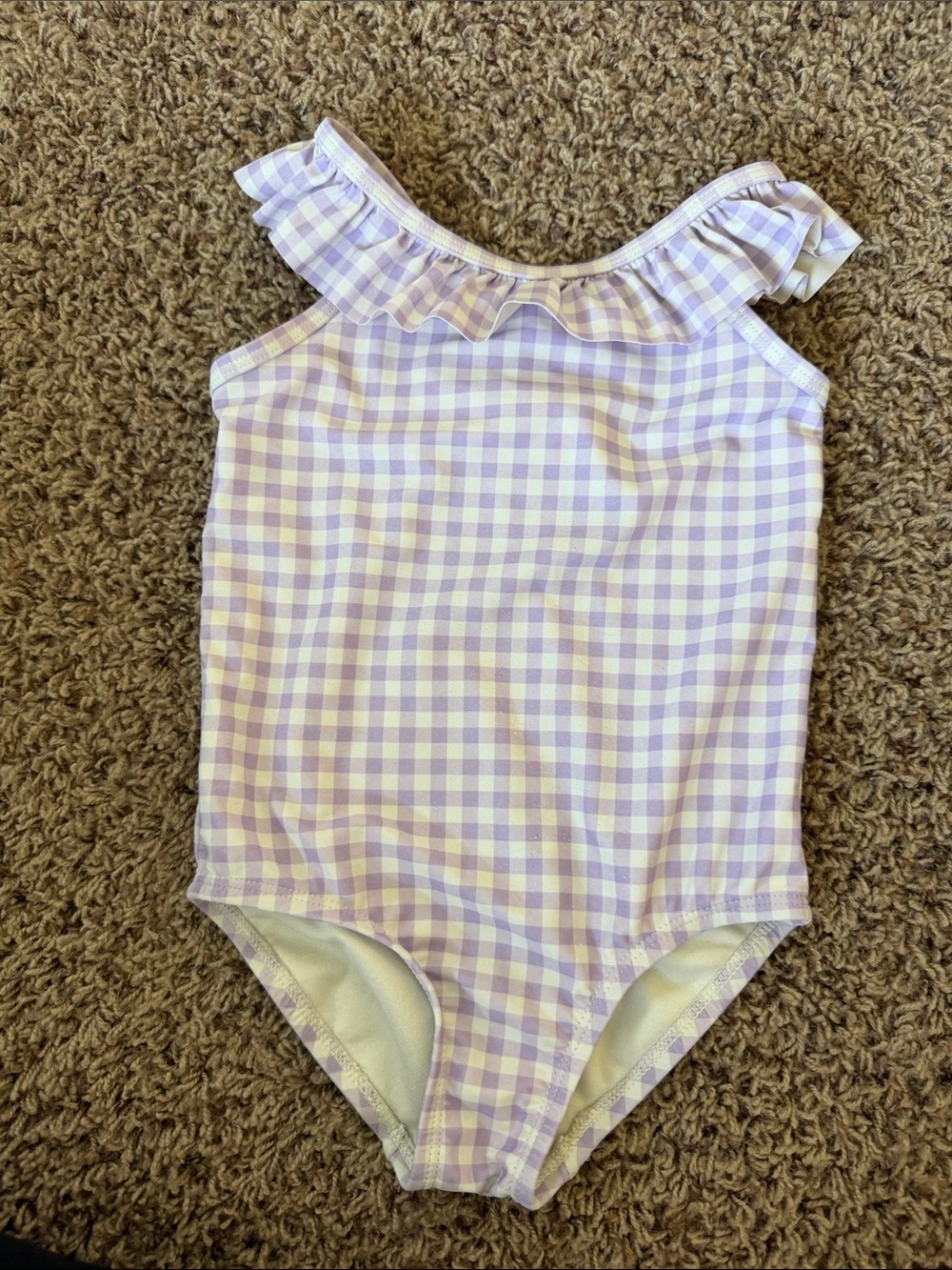 Carter's Lavender and White Gingham One-Piece Swimsuit